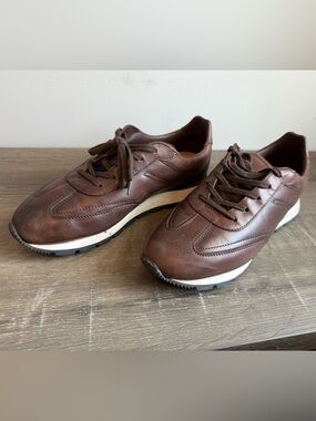 KOIO Brown Leather Men's Lace-Up Sneakers